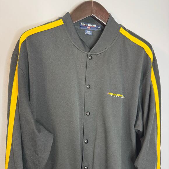 Vintage Polo Sport Snap Ralph Lauren Track Jacket Track Snap Button Black XXL - Picture 4 of 9